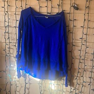 Free People : Royal Blue Thermal Oversized Sweater xs
